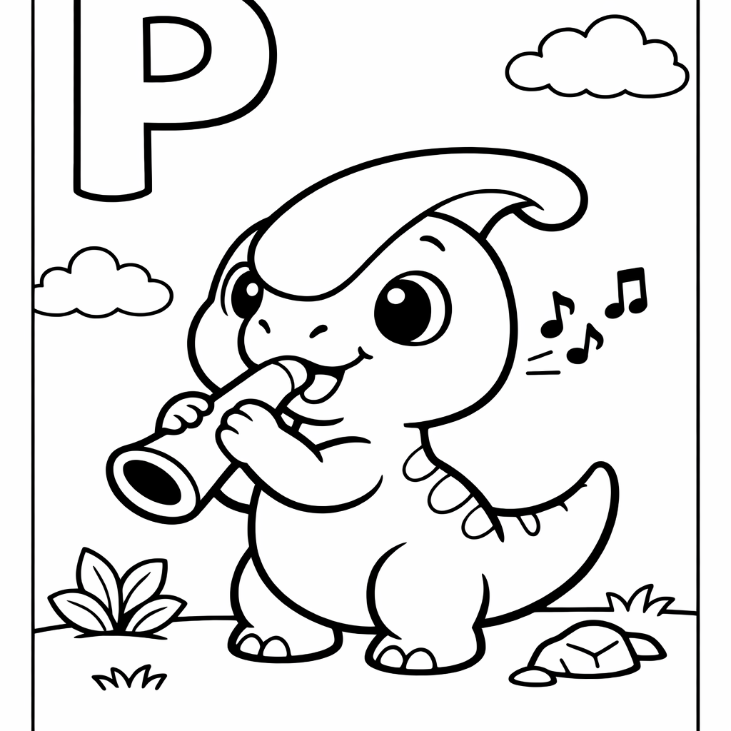 P is for Parasaurolophus