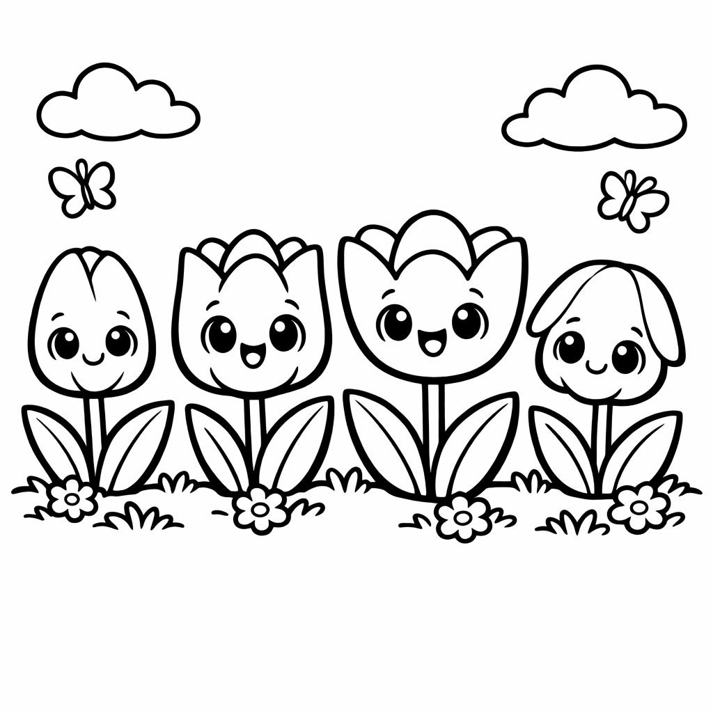 Four ladybugs coloring page