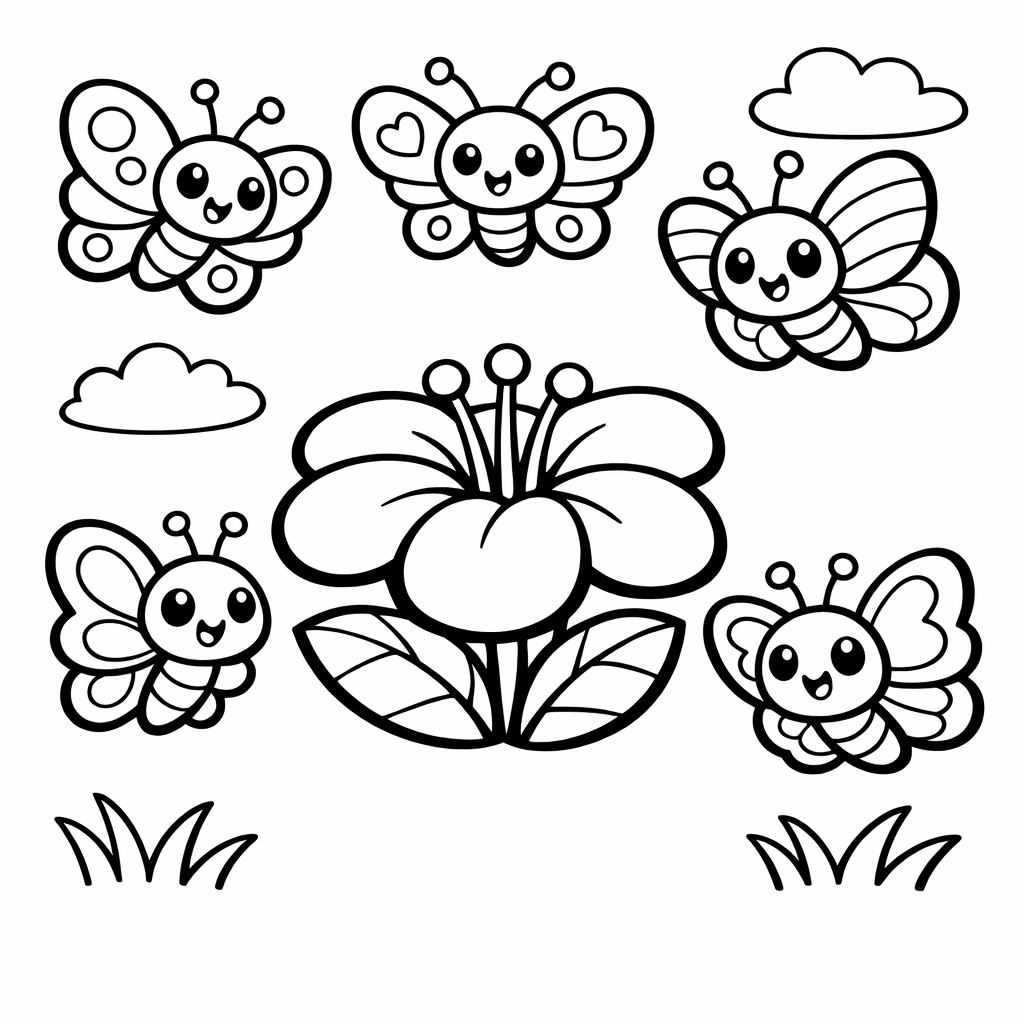 Count 5: Five butterflies fluttering ar