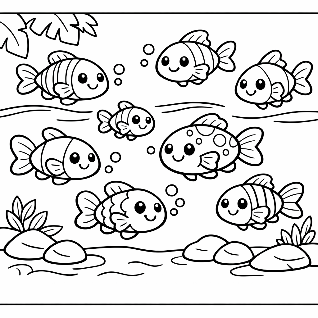 Count 8: Eight fish swimming in a clear
