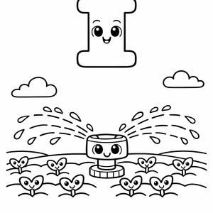 I is for an Irrigation sprinkler wateri