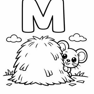 M is for a Mouse peeking out from behin