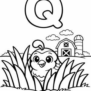 Q is for a Quail hiding in tall grass n