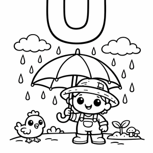 U is for an Umbrella protecting a farme