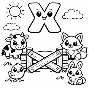 X is for a X-shaped wooden fence in the