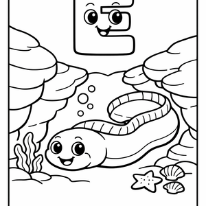 E is for an Eel slithering through a da