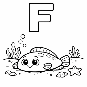 F is for a Flounder lying flat on the s