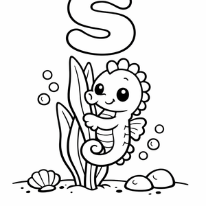 S is for a Seahorse clinging to swaying