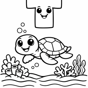 T is for a sea Turtle swimming through