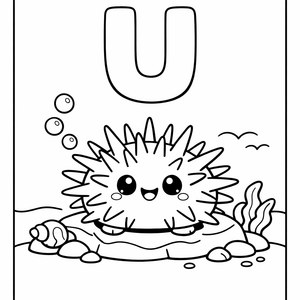 U is for a sea Urchin with spines on a