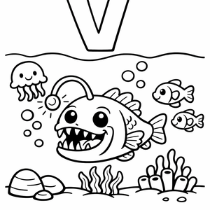 V is for a Viperfish with glowing lure