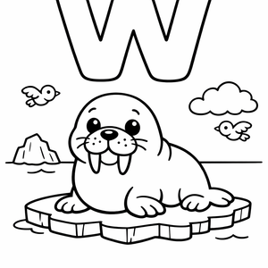 W is for a Walrus resting on an ice flo