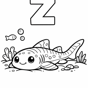 Z is for a Zebra shark resting on the o